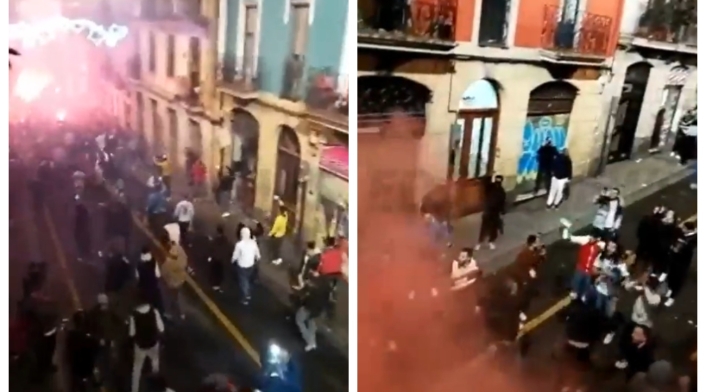Pelea entre hinchas de España y Marruecos Pelea entre hinchas de España y Marruecos