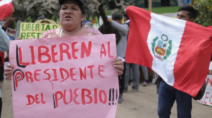 Protestas en Perú por la destitución del presidente Pedro Castillo.