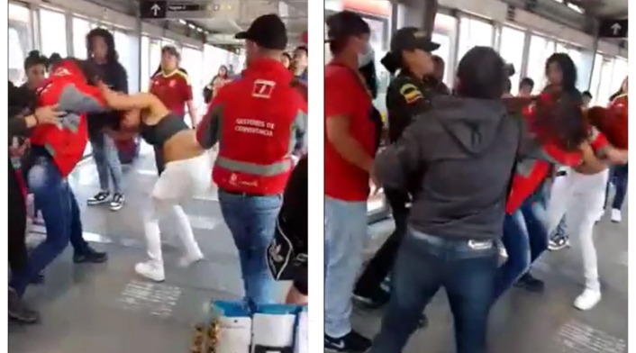 Agresión de mujer por no querer pagar el pasaje de TransMilenio Agresión de mujer por no querer pagar el pasaje de TransMilenio