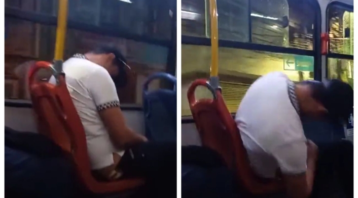 Video: hombre se quedó dormido en silla de TransMilenio Video: hombre se quedó dormido en silla de TransMilenio