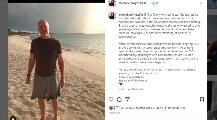 Bruce Willis y el mensaje de su familia Bruce Willis y el mensaje de su familia