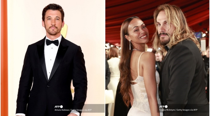 Premios Oscar 2023: Miles Teller, Zoë Saldana y Marco Perego Saldana