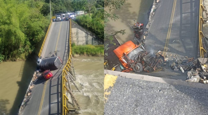 Caída de puente que conecta a Quindío y Valle del Cauca Caída de puente que conecta a Quindío y Valle del Cauca