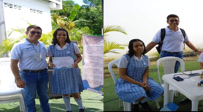 Angeline García Cuesta y su docente Jorge Sánchez.