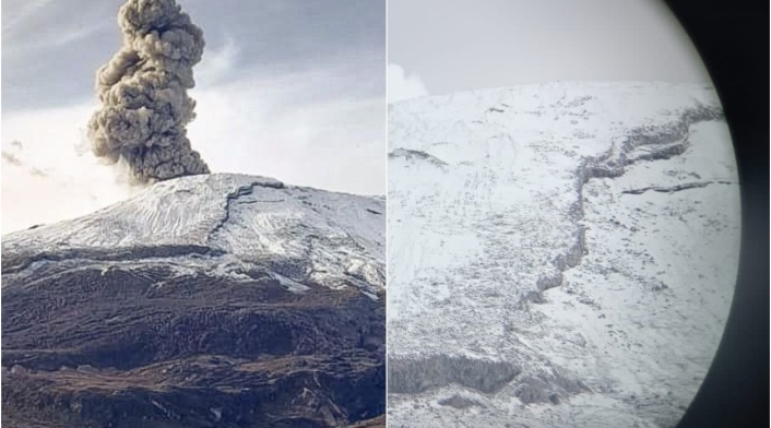 Volcán nevado del Ruiz. Supuesta grieta Volcán nevado del Ruiz. Supuesta grieta