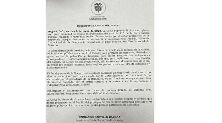 Corte Suprema a Petro sobre ser jefe del fiscal Barbosa Corte Suprema a Petro sobre ser jefe del fiscal Barbosa