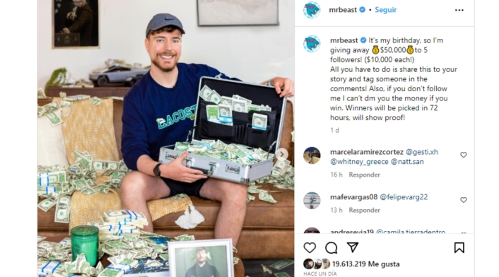 Mr. Beast y la razón por la que está regalando dinero Mr. Beast y la razón por la que está regalando dinero