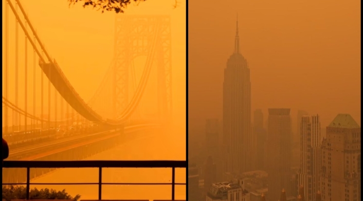 Nueva York bajo el humo de incendios forestales en Canadá Nueva York bajo el humo de incendios forestales en Canadá