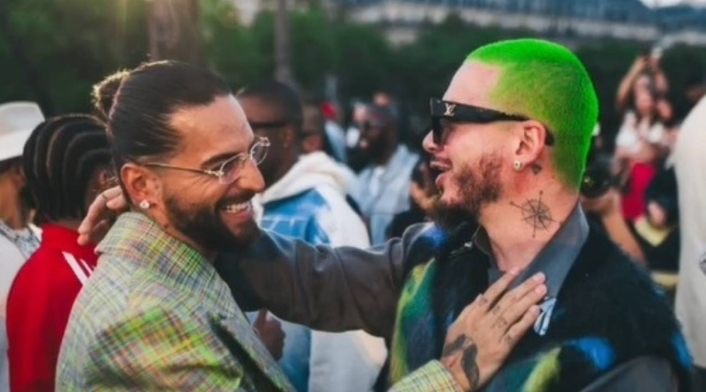 Maluma y J Balvin en desfile de Louis Vuitton Maluma y J Balvin en desfile de Louis Vuitton