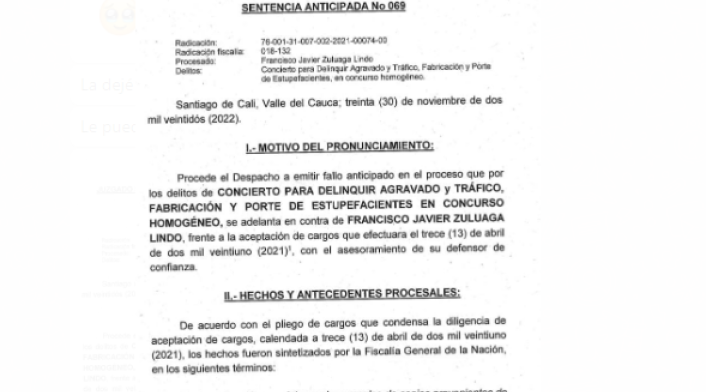 Notificación de libertad de alias Gordo Lindo.