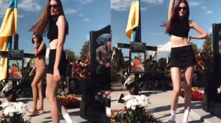 Hermanas bailaron sobre tumbas de soldados ucranianos Hermanas bailaron sobre tumbas de soldados ucranianos