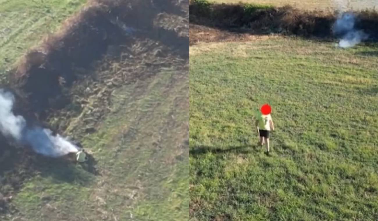 Niño generando un incendio