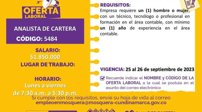 Ofertas de empleo en Mosquera