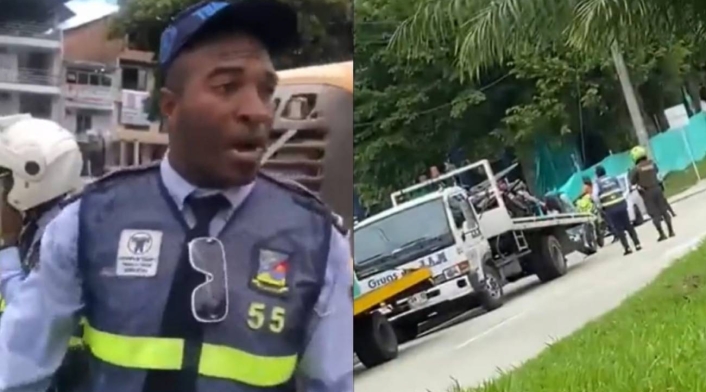 Agente de tránsito inmoviliza moto de uniformado Agente de tránsito inmoviliza moto de uniformado