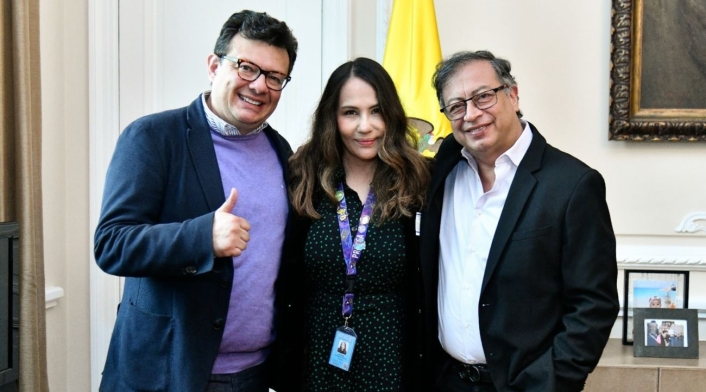 Gustavo Petro, la gerente de RTVC, Nórida Rodríguez Muñoz, y el subgerente Hollman Morris Gustavo Petro, la gerente de RTVC, Nórida Rodríguez Muñoz, y el subgerente Hollman Morris