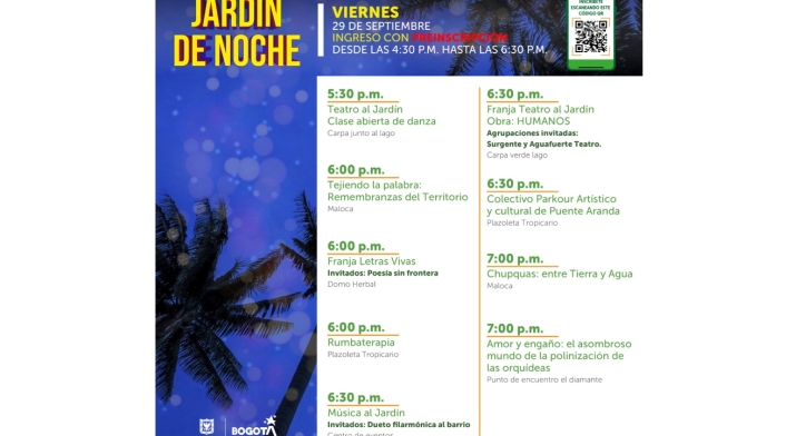 Jardín botánico de noche