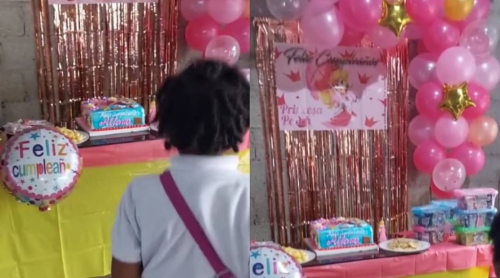 La reacción de una niña a la sorpresa de cumpleaños