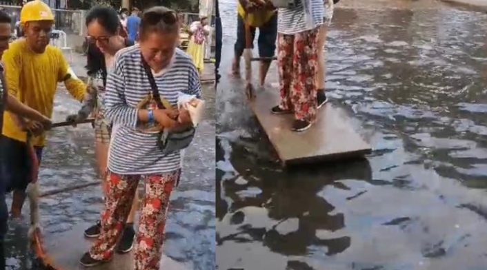 Turistas en medio de inundaciones en Cartagena