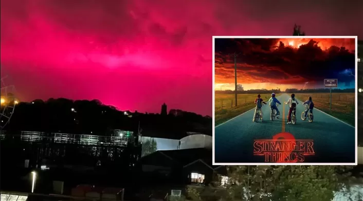 Cielo rosa al estilo Stranger Things en Reino Unido Cielo rosa al estilo Stranger Things en Reino Unido