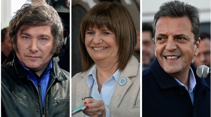Javier Milei, Patricia Bullrich y Sergio Massa Javier Milei, Patricia Bullrich y Sergio Massa