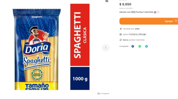 Pasta Doria en el Éxito