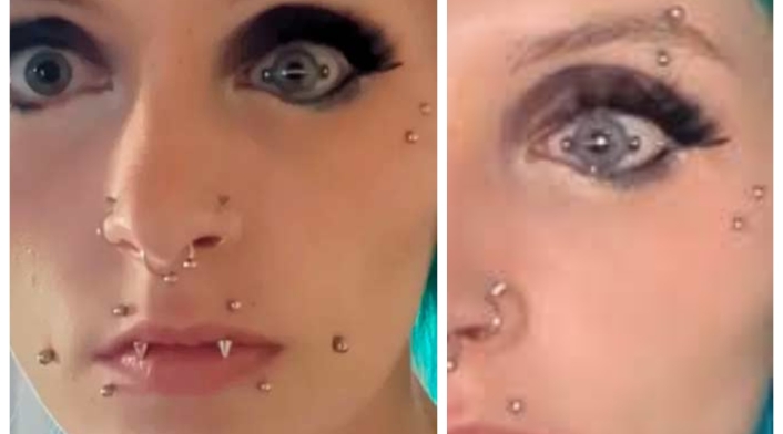 Jovencita muestra cómo se hizo un piercing en el ojo