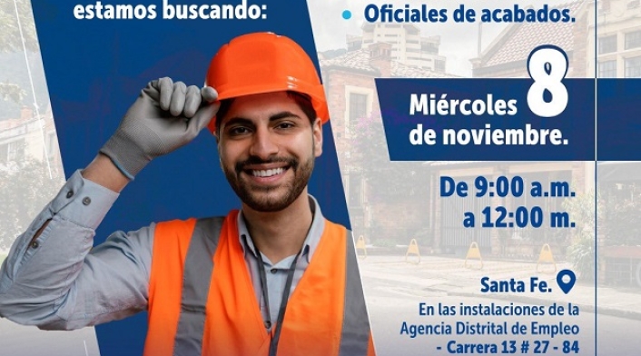 Feria de empleo en Bogotá: 16 vacantes disponibles para personal de construcción