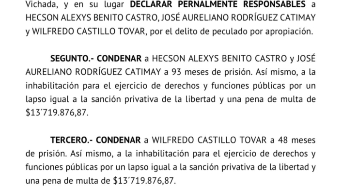 Fallo condenatorio del Tribunal Superior de Villavicencio.