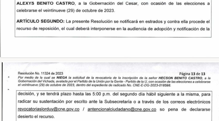 Decisión del CNE.