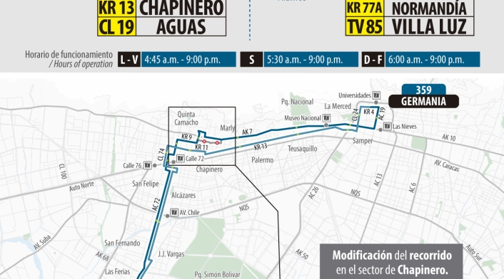 Se modificará el recorrido de la ruta zonal 359 Germania - 359 Zona Industrial Álamos