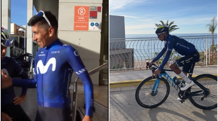 Nairo Quintana entrena con el Movistar Team
