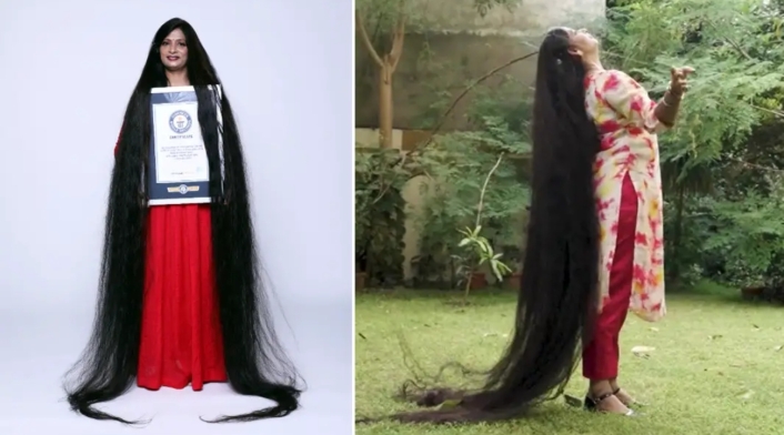Mujer rompe récord con el cabello más largo del mundo: le mide más de dos metros Mujer rompe récord con el cabello más largo del mundo: le mide más de dos metros
