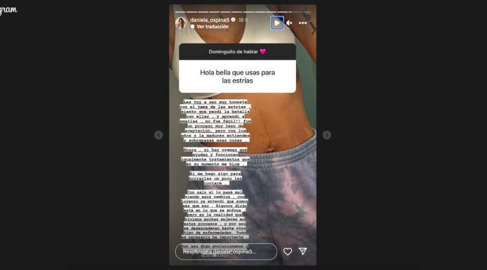 Historia de Instagram Daniela Ospina