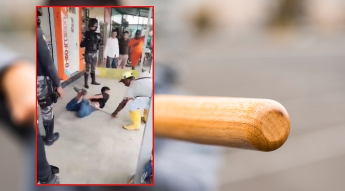 Padre golpea con un palo a su hijo tras verlo robando VIDEO Padre golpea con un palo a su hijo tras verlo robando VIDEO