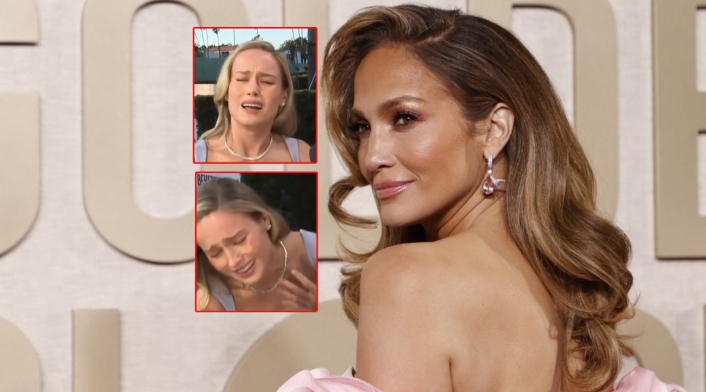 Jennifer López y Brie Larson Brie Larson lloró al conocer a Jennifer López en los Golden Globe 2024