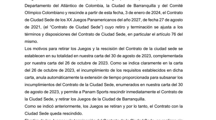 Comunicado Panam Sports