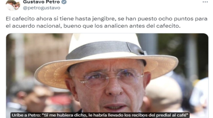 La propuesta de Petro a Uribe para tomarse el café La propuesta de Petro a Uribe para tomarse el café