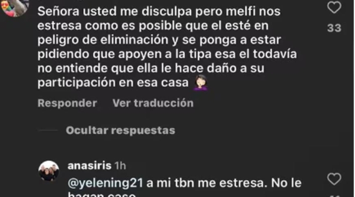 Respuesta de la mamá de Melfi