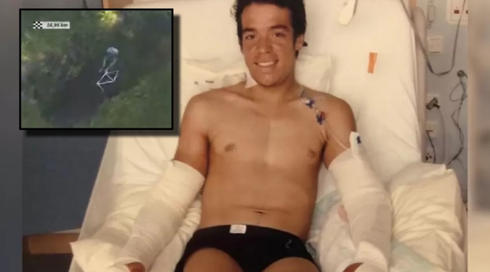 Video original de caía de Rigoberto Urán que casi lo retira Video original de caía de Rigoberto Urán que casi lo retira