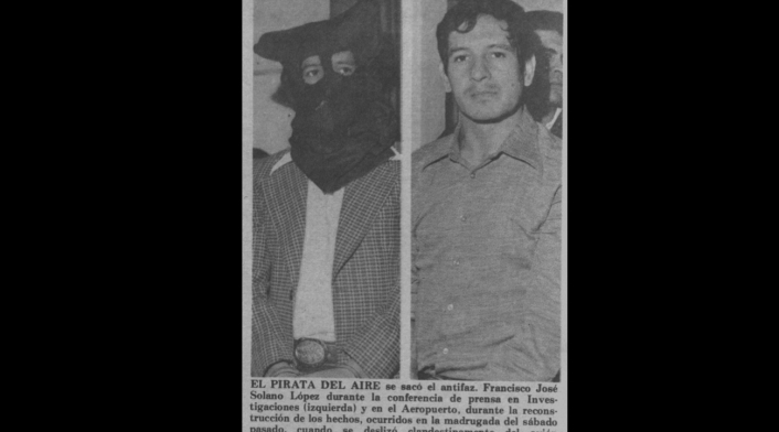 Francisco Solano López secuestrador del vuelo 601 Francisco Solano López es capturado por la policía paraguaya y llevado al aeropuerto de Asunción para explicar su fuga