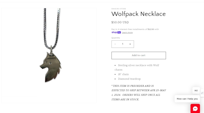 Shakira Wolfpack Necklace Shakira Wolfpack Necklace