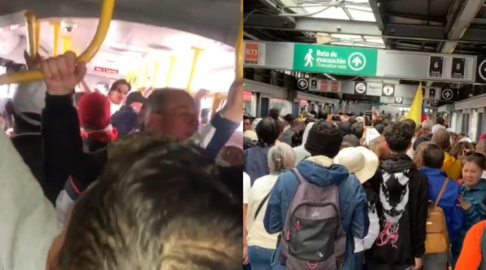 Multitudinaria protesta contra Petro colapsa TransMilenio Multitudinaria protesta contra Petro colapsa TransMilenio