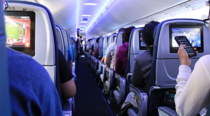 El interior de un avión El interior de un avión