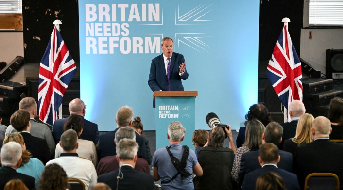 Nigel Farage, líder del partido Reformista de Reino Unido