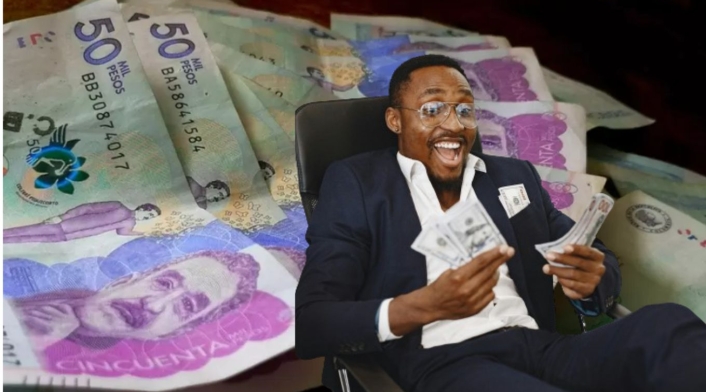 CDTs en Colombia: monto mínimo para apertura Billetes y una persona feliz con dinero en las manos