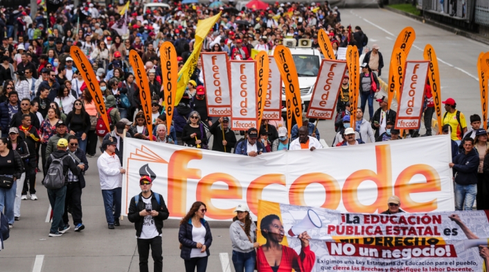 Protesta de Fecode Fecode se moviliza en rechazo a la ley estatutaria en educación