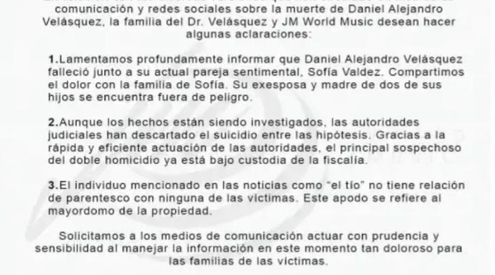 Carta familiares de productor.