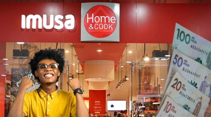 Outlet secreto de Imusa en Bogotá Almacen Imusa, billetes y una persona feliz