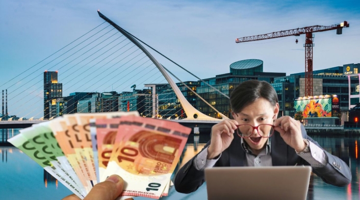 Empleo para colombianos en Irlanda Euros y un hombre sorprendido