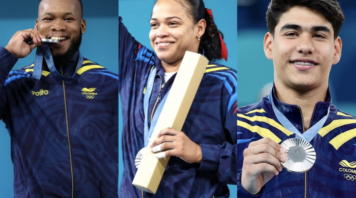 Yeison López, Mari Levis Sánchez y Ángel Barajas, medallistas olímpicos. Yeison López, Mari Levis Sánchez y Ángel Barajas, medallistas olímpicos.